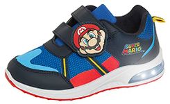 Super Mario Boys Brothers Light Up Trainers Kids Nintendo Flashing Lights Sports Shoes Blue 13 UK Child