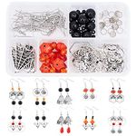 SUNNYCLUE 1 Box Make 10 Pairs Halloween Earrings Making Starter Kits Pumpkin Cobweb Spider Jewelry Dangles Charms Alloy Earring for Women Adults DIY Festival Earring Jewellery Making