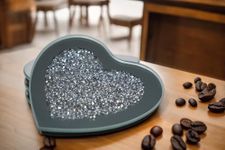 SERENA'S ® 4 Pack Crushed Diamond Crystal and Mirror Coasters Set of 4 Glittering Silver Coasters for Home Kitchen Bar & Restuarant Decor (Heart)