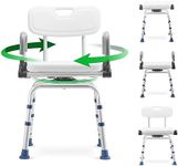 GreenChief Swivel Shower Chair for Inside Shower - Handicap Bath Chair with Drop Arms and Back, 360 Degree Rotating Shower Seat for for Elderly and Disabled (300 LB)