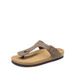 DREAM PAIRS Women's Cork Footbed Flip Flops Comfortable Arch Support Cushioned Adjustable Buckle Thong Sandals for Summer Shoes,Size 8,Brown,DWUMFF2501