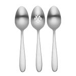 Oneida H282003A Vale Everyday Flatware Serve Spoons, Set of 3, 18/0 Stainless Steel, Silverware Set