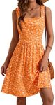 HUHOT Womens Orange Hawaiian Midi T