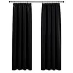 PONY DANCE Thermal Insulating Curtain Set of 2 W55 X 102" Thermal Curtain Cold Protection Opaque Curtains Pencil Pleat System Bedroom Curtains Black Opaque