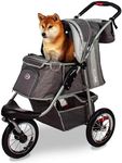 InnoPet Comfort Air Eco Grey Dog & Cat Stroller - Lightweight, Eco-Friendly Pet Pram with 12-inch Pneumatic Tires, One-Hand Fold, Dog Buggy for Pets up to 25kg