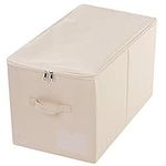 22"(L) X13"(W) X12.6"(H), Large Closet Storage Box with Lid, Collapsible Wardrobe Clothes Storage Boxes, The Size Similar with IKEA SKUBB Series, Label Pocket, Beige