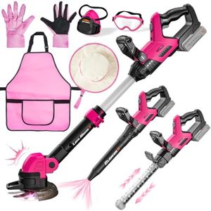 Kids Tool Set, 3-in-1 Power Tools with Sounds & Lights, Volume, Kids Toy Weed Wacker, Leaf Blower & Hedge Trimmer, Hat, Gloves, Apron, Toy Tools Garden Outdoor Lawn Christmas Birthday Gifts for Girls