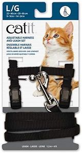 Catit Nylon Adjustable Cat Harness and Leash Set, Large, Black