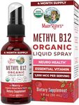 MaryRuth's Vitamin B12 Liquid Spray | Vegan, Non-GMO, Gluten-Free | USDA Organic B12 Vitamin Supplement | Energy & Nervous System Support | B12 Vitamins for Women & Men | VIT b12 1,500 mcg | 1 Fl Oz