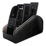 MoKo Remote Control Holder, Leather TV Remote Organizer Remote Caddy Desktop Organizer 5 Compartments for Remote Controllers, Office Supplies, Media Accessory Storage & Organizer - Black