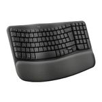 Logitech Wave Keys Wireless Ergonomic Keyboard with Cushioned Palm Rest, Comfortable Natural Typing, Easy-Switch, Bluetooth, Logi Bolt Receiver, for Multi-OS, Windows/Mac, UK English QWERTY - Graphite