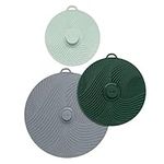Goodful Universal Silicone Lids for Pots and Pans, Heat Safe, Reusable Suction Seal Covers for Bowls, Pots, Cups- Food Grade, Dishwasher Safe, 3 Piece, Gray, Green and Sage