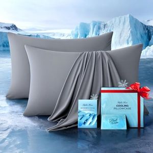 Ultra-Chill Cooling Pillowcase Set of 2 for Hot Sleepers, Softer Than Silk Pillow Cases for Protecting Hair & Skin, Breathable Bed Pillow Covers w/ Zipper, Gifts for Women & Men (Light Gray, Standard)