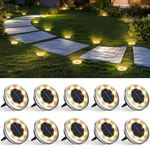 SOLPEX 10 Pack Solar Ground Lights Outdoor Waterproof Stainless Steel, Solar Powered Pathway Lights, Landscape Lighting for Garden Walkway Driveway Backyard Decor (Warm White)