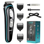 VGR Professional Rechargeable Cordless Beard Hair Trimmer Kit with Guide Combs Brush USB Cord for Men, Family or Pets, Multicolor