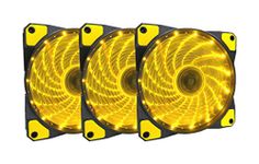 Apevia AF312L-SYL 120mm Yellow LED Ultra Silent Case Fan w/ 15 LEDs & Anti-Vibration Rubber Pads (3-pk)