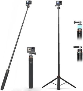 VRIG 63" Selfie Stick Tripod for Go pro, AC-04S Extendable Camera Tripod with Magnetic Quick Release Mount Adapter for Go pro Hero 13 12 1110 9, DJI OSMO Action 5Pro 3 2, AKASO, SJCAM