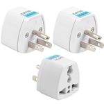 Hi-PLASST India to US Converter Plug (Pack of 3) Type-B Adapter for USA, Canada, Mexico, Japan & Thailand Universal Travel Adapter for Indian Pins 3pin Socket Perfect for Laptop, Camera (10A, 250V)