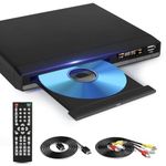 HD DVD Player for TV, Multi Region DVD Player for Smart TV, HDMI/RCA Output Cable Included, 1080P, Breakpoint Memory, Built-in PAL/NTSC, CD Players for Home (Not Support Blu-ray Discs)