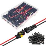 Twippo 10 Kit 16 AWG 2 Pin Connector Car Waterproof Wire Connectors 2 Pin Automotive Electrical Connectors Quick Disconnect 2 Way Wire Terminal Connector Plug and Heat Shrink Tubing Kit