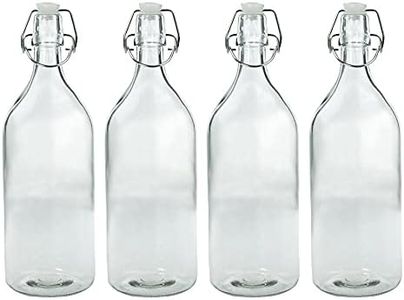 Lemon & Lime 6 X 1000Ml Round Glass Water Bottle 1L Clip Top Bottle Flip Top Glass Bottles