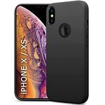 TheGiftKart Genuine Liquid Silicone Back Cover Case for iPhone X/XS | Soft Micro-Fibre Lining Inside | Camera Protection Bump | Shockproof Back Cover Case for iPhone X/XS (Black)