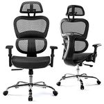 Ergonomic High Back Office Chair - High Office Chair with Headrest, Lumbar Support, Movable Armrests, Swivel Mesh Office Chair with 300 lbs Weight Capacity Adjustable Height for Home Office, Executive
