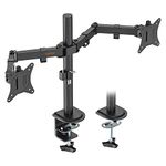 VonHaus Dual Monitor Stand for 13-32" Screens, Twin Monitor Mount with Desk Clamp, Height Adjustable, Easy Assemble Stand with Full Tilt, Rotation & Swivel Arms, VESA: 75x75 & 100x100mm