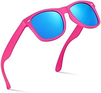 Retro Rewind Polarized Sunglasses for Men and Women - UV Protection Classic Sun Glasses, Matte Hot Pink | Revo Ice Blue, one size fits most