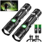 Rechargeable Flashlight [2 Pack], Wowlite Tactical Flashlight with Clip - High Lumens, 4 Light Modes, Water Resistant, Zoomable, Pocket-Sized LED Flashlight for Emergency Camping Hiking