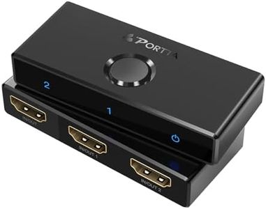 HDMI Switch 4K 60Hz, PORTTA Bi-Directional HDMI Splitter 1 in 2 Out, HDMI 2.0 Switcher 2 in 1 Out Hub Support HDR HDCP2.3 Compatible with Laptop, PS4, PS5, HDTV, Monitor (Support 1 Display at a Time)