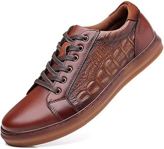 Casual Sneakers, Originals Oxford Lace-up Leather Shoes for Men Coffee 11