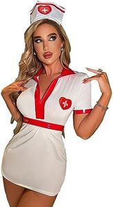 Najiny Costume da infermiera Set Costumi Sexy Infermiera Bodysuit Tentazione Babydoll Intimo Donna Mini Abiti Costumi Cosplay Lingerie Club Per Natale Halloween 4 Pezzi, taglia única, Bianco
