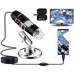 Bysameyee USB Digital Microscope 40X to 1000X, 8 LED Magnification Endoscope Camera with Carrying Case & Metal Stand, Compatible for Android Windows 7 8 10 11 Linux Mac