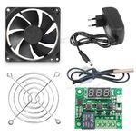 PGSA2Z 12V DC Digital Temperature Controller Board with 12v 2amp Charger, 3 Inch Fan, and Temperature Sensor - DIY Incubator Combo Kit