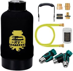 RV Water Softener System with Heavy Metal Filter & Protective Cover | 16,000 Grain Capacity | Removes Odors, Extends Resin Life 15% | Universal Fit for Motorhome, Camper, Travel Trailer