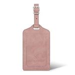 Leather Luggage Tags with Flap & Strap, Name ID Card for Luggage Suitcase, Sturdy Travel Bag Tags Identifier, Baggage Labels Personalized for Women Men, Cruise Ships (Pink)