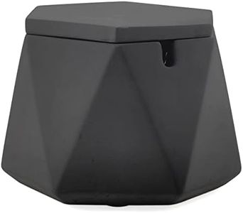 FREELOVE Concrete Ashtray with Lid & Stainless Steel Ashtrays for Cigarettes, Cement Ash Tray Smoking Holder Indoor Smokeless Outdoor Windproof Patio Home Office Cool Decor(Dark Grey, Large)