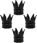 SENZEAL Pack of 4 Valve Caps Car Crown Aluminium Alloy Car Tyre Valve Caps Universal Tyre Valve Stem Caps for Car Bike Truck Motorcycle (Black)