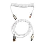 Spiral Keyboard Cable, Coiled Mechanical Keyboard Space Cable Type C to USB A with Detachable Aviator Connector for Gaming Keyboard and Mobile Phone (White)