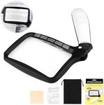 Rectangular Magnifying Glass, Magnifying Glass with Light, Magnifier Large Foldable Handheld 5 LED, 3X Large Reading Magnifier for Seniors Low Vision Books Pages Magazines Newspapers Maps Jewelry