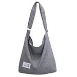 ZZPLN Women's Canvas Crossbody Bag Casual Hobo Bag Shoulder Bag Shopping Bag (Grey)