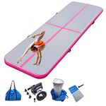 Air mat Tumbling track 10ft 13ft 16ft 20ft Gymnastics Mat Thickness 4 inches for Home Use/Gym/Yoga/Training/Cheerleading/Outdoor/Beach/Park/Water/Kid with Electric Air Pump Carry Bag