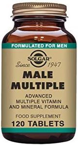Solgar | Male Múltiple Complejo Multivitamínico y Multimineral para el Hombre |Multinutriente | Con Vitaminas, Minerales y Licopeno | 120 Comprimidos | Apto para Veganos