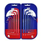 WORKPRO 18-Piece Hex Key Allen Wrench Set SAE/Metric Long Arm with Portable Box, Chrome Vanadium Steel