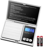 AMIR Digital Pocket Scale, 200g Precision Mini Jewelry Scale, Portable Digital Scales with LCD Backlit Display, Tare Function, 0.01g Precise, for Gold, Jewellery, Food, Coffee, Herbs (Silver)