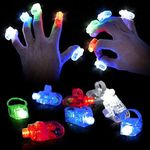 THE TWIDDLERS 100 LED Finger Light Torches, 4 Colours - Up to 8 hours Battery Life, Perfect for Kids Party Bags, Goody Bag Prizes, Halloween, Batteries Included