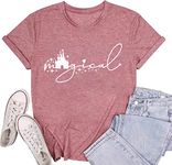 Caipudan Magical Shirt for Women Magic Kingdom Tshirt Cute Castle Graphic Tees Family Vacation Shirts Short Sleeve Casual Tops Pink-L