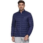 Van Heusen Men Athleisure Extra Warm Woven Standard Length Jacket - 100% Nylon - High Neck, Zip Front, Sleeveless_80006_Navy_L