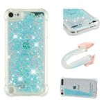 Asdsinfor iPod Touch 7 Case,iPod Touch 6/ iPod Touch 5 Glitter Liquid Cute Clear Flowing Quicksand TPU Case with Anti-Fall Belt Bumper Corner Shockproof Case for iPod Touch 7 Silver Blue Star LSYB